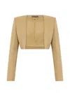 Alberta Ferretti Cropped Open-front Jacket In Brown