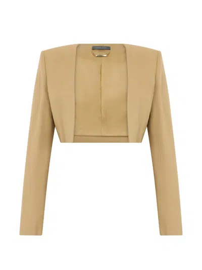 Alberta Ferretti Cropped Open-front Jacket In Brown