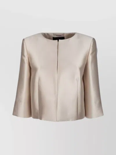 ALBERTA FERRETTI CROPPED SATIN JACKETS 3/4 SLEEVES