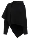 Alberta Ferretti Draped Knit Cardigan With Ribbed Accents In Black