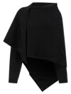 Alberta Ferretti Draped Knit Cardigan With Ribbed Accents In Black