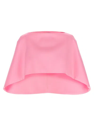 Alberta Ferretti Cropped Silk-blend Cape In Pink