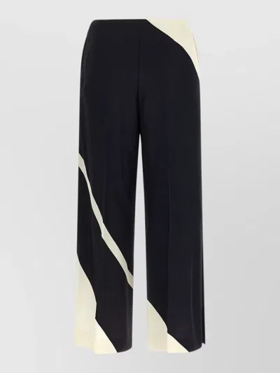 Alberta Ferretti Cropped Trousers Wide Leg Color Block Design In Neutral