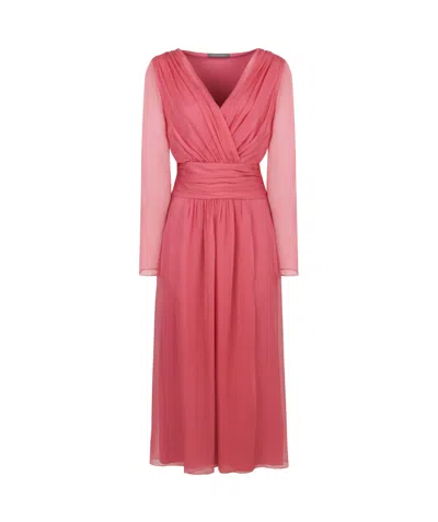 Alberta Ferretti Chic Long Sleeve Dress In Pink