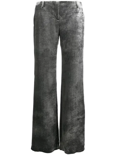 Alberta Ferretti Alberta Ferreti Silver Velvet Wide-leg Pant In Brown