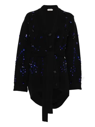 Alberta Ferretti Crystal-embellished Cardigan In Black