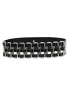 Alberta Ferretti Crystal-embellished Interwoven Leather Belt In Black