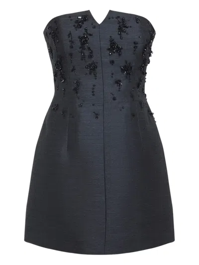 Alberta Ferretti Off Shoulder Tailored Dress Fitted Knee Length In Black