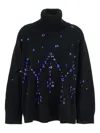 Alberta Ferretti Women Black High-neck Jumper With All-over Crystals Embellishment In Wool And Silk  In Black