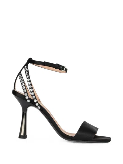 Alberta Ferretti Crystal-embellished Ankle-strap Sandals In Black
