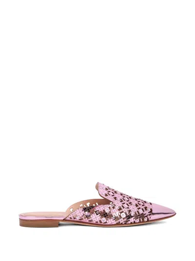 Alberta Ferretti Crystal-embellished Laser-cut Mules In Purple