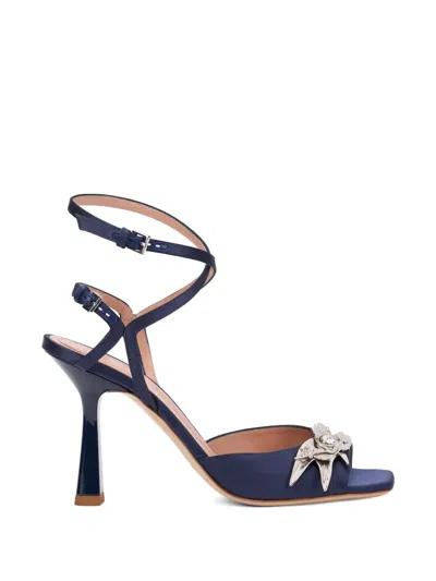 Alberta Ferretti Crystal-embellished Sandals In Blue