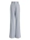 Alberta Ferretti High Waist Pleated Trousers Belt Loops In Blue