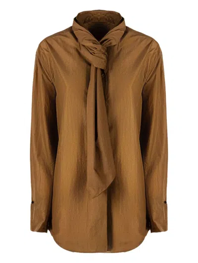Alberta Ferretti Curved-hem Shirt In Brown