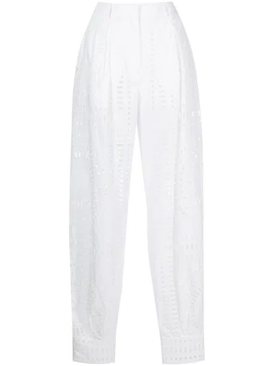 Alberta Ferretti Cut Out-detail High-waisted Trousers In White
