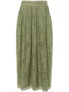 Alberta Ferretti Cut-out Detail Poplin Midi Skirt In 绿色