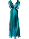 Alberta Ferretti Cut-out Plissé Gown In Green