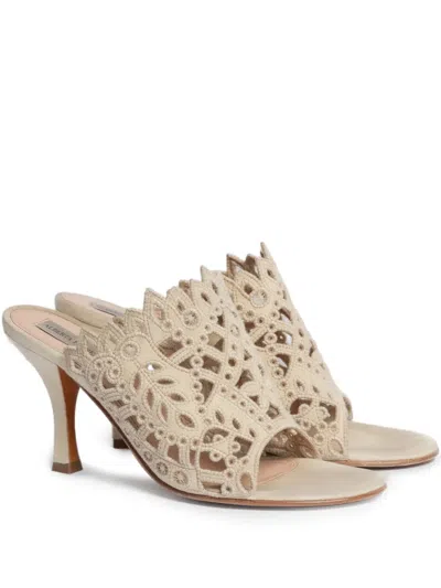 Alberta Ferretti Cut-out Sandals In Neutral
