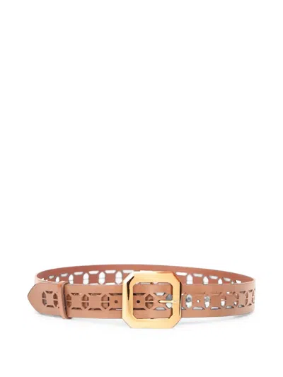 Alberta Ferretti Cut-out Leather Belt In Brown