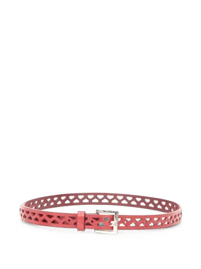 Alberta Ferretti Cut-out Leather Belt In Red