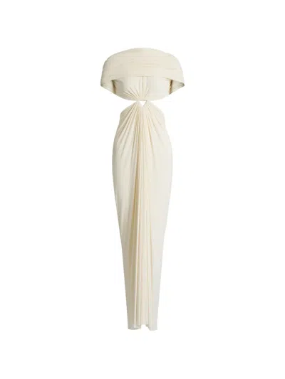 Alberta Ferretti Cut-out Jersey Evening Gown In White