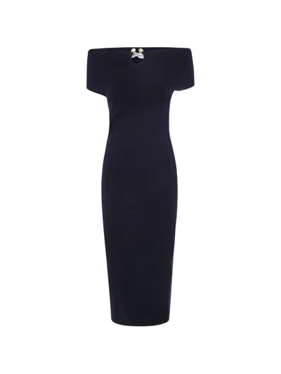 Alberta Ferretti Cut-out Off-the-shoulder Midi Dress In Black