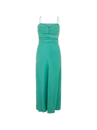Alberta Ferretti Cut-out Silk Midi Dress In Green
