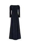 Alberta Ferretti Dark Blue Georgette Long Dress In Black
