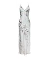 Alberta Ferretti Floral Print Maxi Dress With V-neckline In White