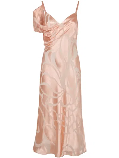 Alberta Ferretti Devoré-effect Midi Dress In Pink
