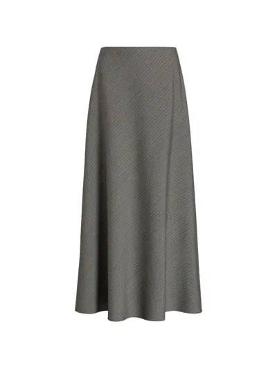 Alberta Ferretti Diagonal-pattern Maxi Skirt In Gray
