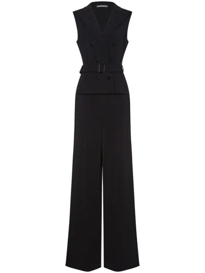 Alberta Ferretti Double-breasted Belted Jumpsuit In Schwarz