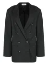 Alberta Ferretti Alberta Ferreti Double-breasted Blazer In Wool Blend In Black