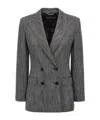 Alberta Ferretti Double-breasted Herringbone Blazer In Black
