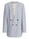 Alberta Ferretti Jacket Long Sleeves Padded Shoulders Buttons Lapels In Blue