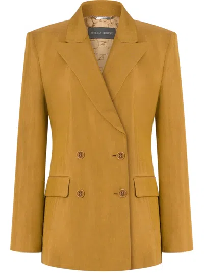 Alberta Ferretti Viscose Blend Double Breast Blazer In Brown
