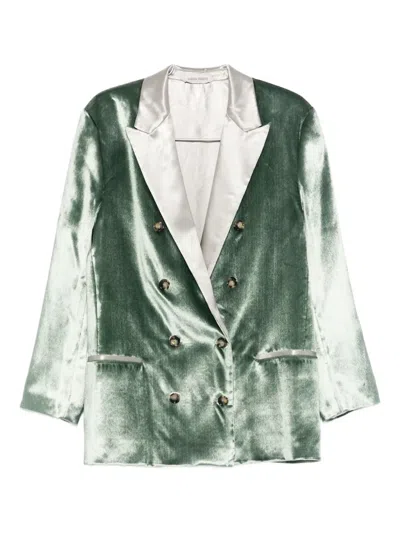 Alberta Ferretti Double-breasted Blazer In Green