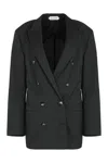 Alberta Ferretti Alberta Ferreti Double-breasted Blazer In Wool Blend In Brown