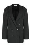 Alberta Ferretti Alberta Ferreti Double-breasted Blazer In Wool Blend In Gray