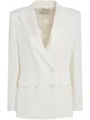 Alberta Ferretti Structured Double-breasted Button Blazer In White