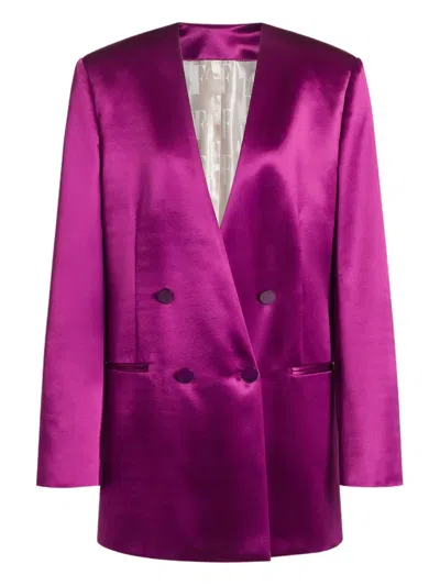 Alberta Ferretti Double-breasted Buttoned Jacket In Purple
