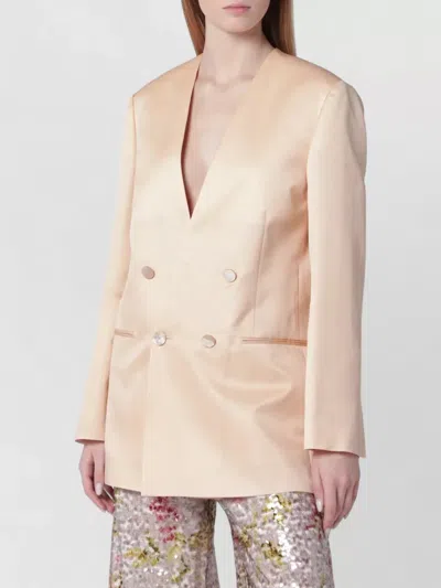 Alberta Ferretti Double Breasted Coat Button Detailing In Gold