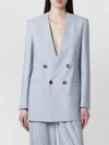 Alberta Ferretti Jacket Long Sleeves Padded Shoulders Buttons Lapels In Gray