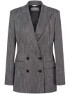 Alberta Ferretti Double-breasted Herringbone Blazer In Grey