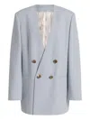 Alberta Ferretti Jacket Long Sleeves Padded Shoulders Buttons Lapels In Blue