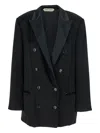 Alberta Ferretti Black Double-breasted Jacket With Peak Revers In Viscose Woman In Black