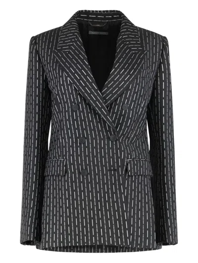 ALBERTA FERRETTI DOUBLE-BREASTED STRIPED BLAZER