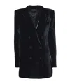 Alberta Ferretti Padded Shoulders Structured Velvet Blazer In Black