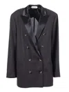 Alberta Ferretti Black Double-breasted Jacket With Peak Revers In Viscose Woman In Black