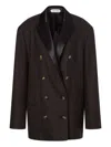 Alberta Ferretti Double-breasted Wool Blazer In Brown